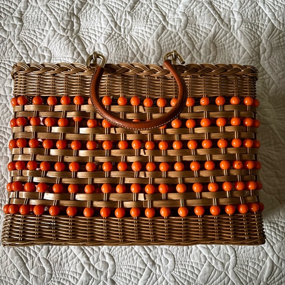 Vintage Handbags - Vintage large woven and beaded tote
